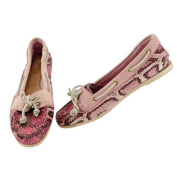 Sperry Shoes - Sperry Top-Sider Pink Snakeskin Flats Loafers Boat Deck Shoes 6.5